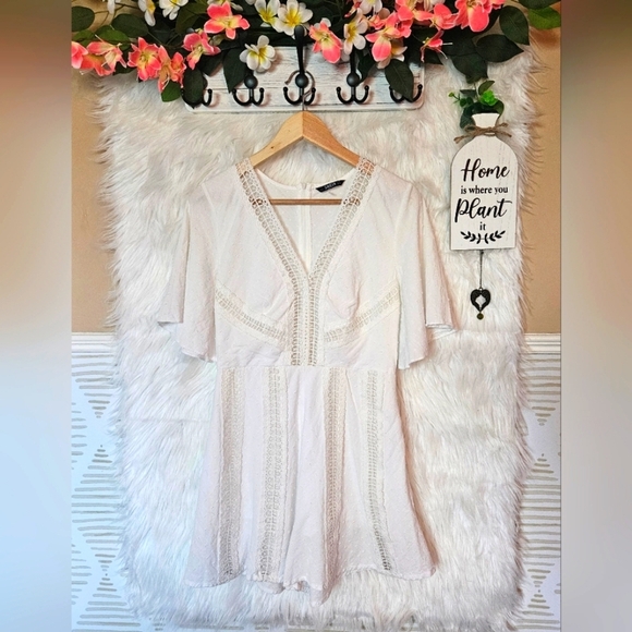 SHEIN Pants - Shein Swiss Dot Lace Detail Shorts Romper